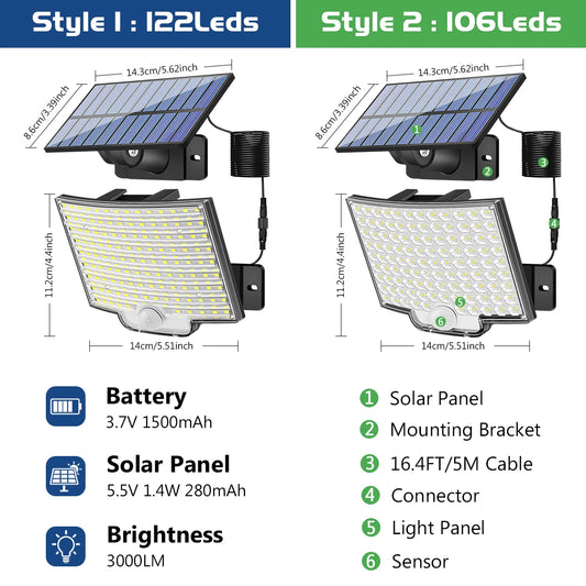 Solar Flood Light Outdoor With 3 Mode Adjustable Auto On/Off Waterproof Solar Light Wall Lamp for Porch Patio Garden Garage Yard