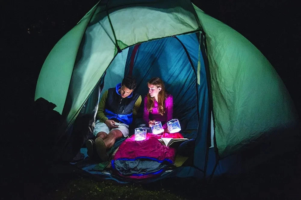 LED Solar Camping Lantern Tent Lamp Portable Foldable Inflatable  Outdoor Waterproof For Hiking Backpacking Emergencies Lighting