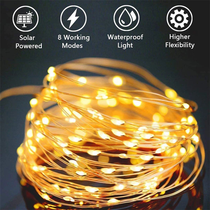 LED Solar String Lights Outdoor Fairy Light Waterproof Festoon Lamp Christmas Decor  for Garden Tree Party 7/12/22/32/52/102M