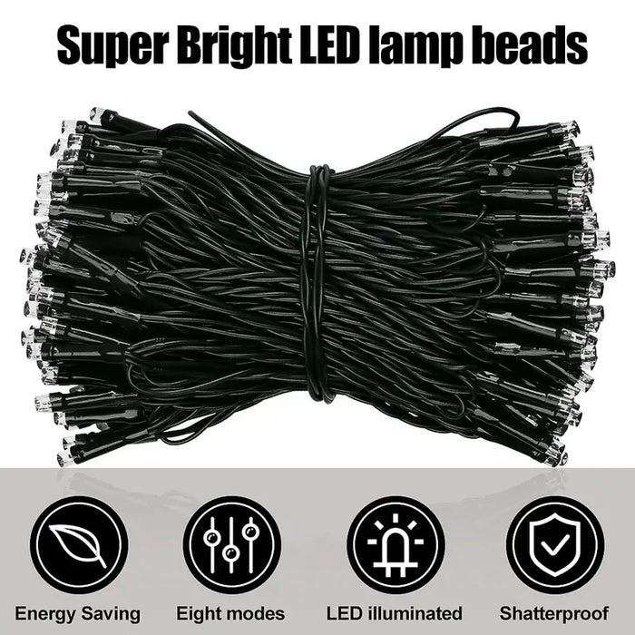 LED Plastic Leath Solar Powered Outdoor Fairy Lights IP65 Waterproof 8 Lighting Modes for Christmas Wedding Decoration