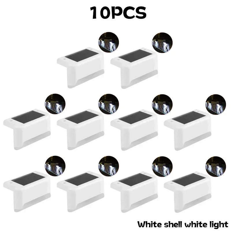 Solar Powered Step Lights Outdoor Fence Lights Waterproof Staircase Step Lights Courtyard Railings Balcony Decorative Wall Light