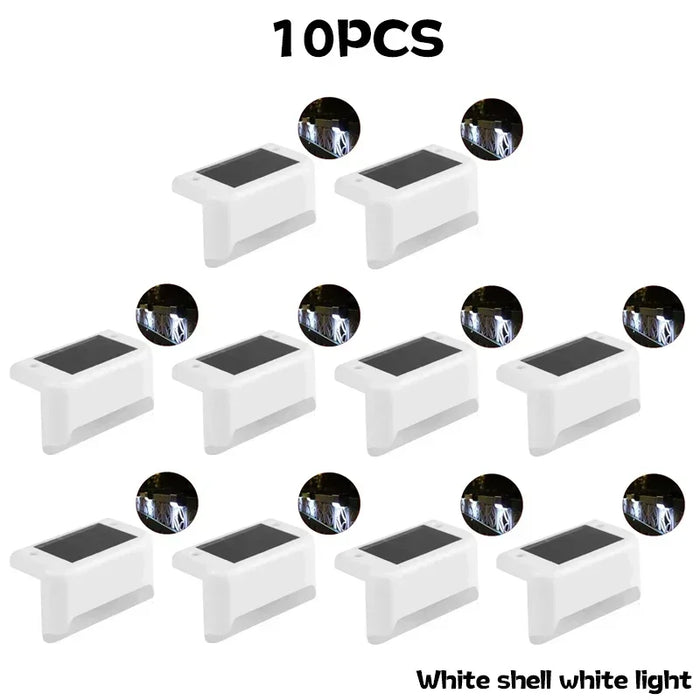 Solar Powered Step Lights Outdoor Fence Lights Waterproof Staircase Step Lights Courtyard Railings Balcony Decorative Wall Light