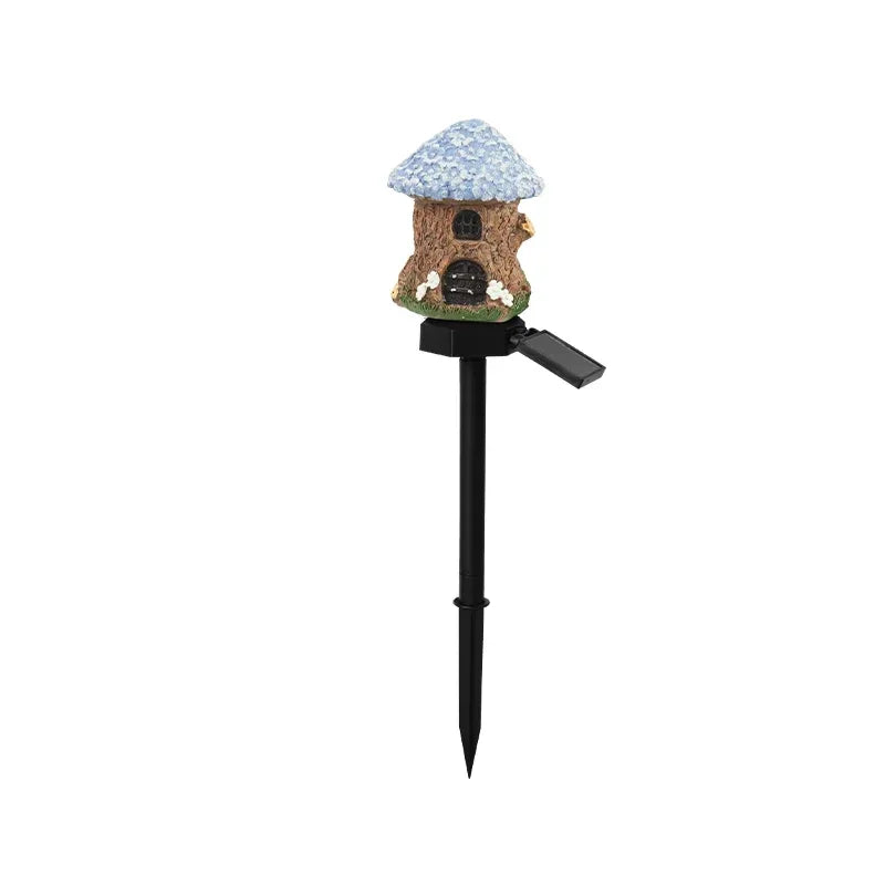 Solar Lawn Light Resin Craft Miniature Fairy Mushroom House Solar Powered Garden Yard Outdoor Decor Lamps Christmas Lamp