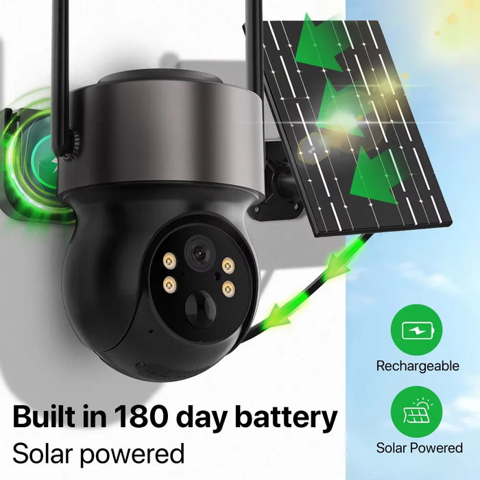 Solar WIFI Camera Built-in Battery Wireless 10X Zoom 3MP HD Camera PIR Detection Security Cam Two-way Audio Surveillance iCSee