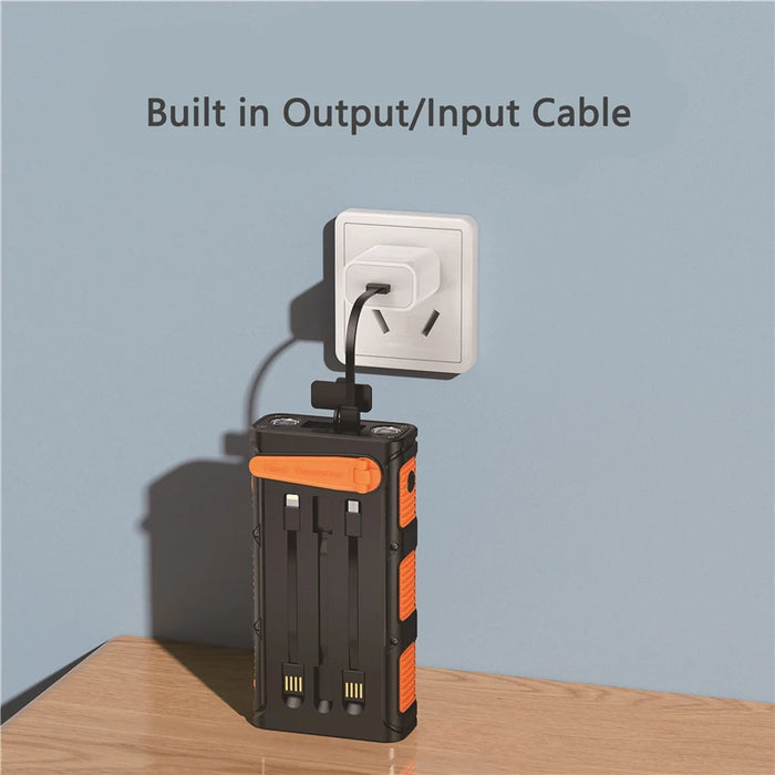 30000mAh Hand Crank Solar Power Bank PD 20W External Battery Fast Charging Powerbank for iPhone 14 Xiaomi Portable Solar Charger