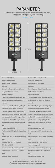 NEW Outdoor Solar LED Lights Waterproof 8000 Lm Super Bright Wall Lamp With Motion Sensor Remote Control Garden Street Light