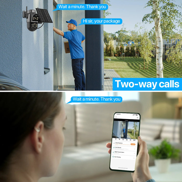 Solar Camera 365 Days Long Standby PIR Wifi Outdoor Dual Lens 4MP HD PTZ IP Camara 7.6W Solar Panel CCTV Security Camera ICSee