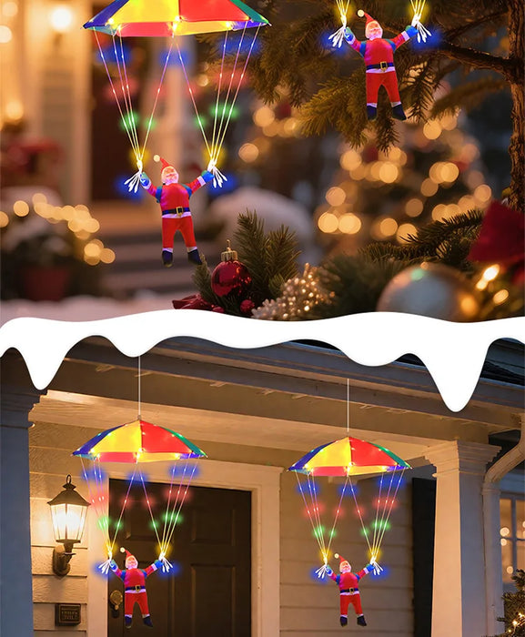 Parachute Santa Claus Christmas Yard Eaves Hanging Decorative Lights Leather String Lights Christmas Skydiving Light String