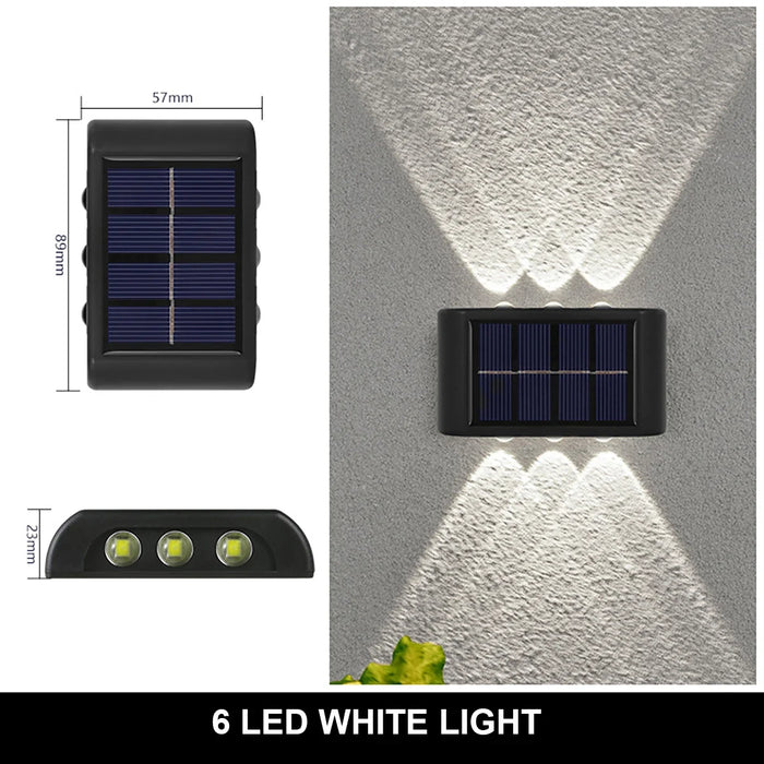 4/6/8/10LED Solar Wall Lamp Outdoor Waterproof Up and Down Luminous Lighting for Garden Fence Decoration Sunlight Light