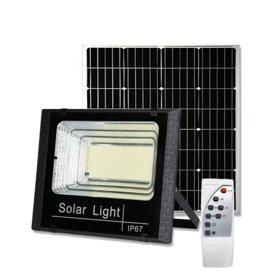 Solar Flood Lights 50W 100W 200W 300W 500W Outdoor Remote Control IP67 Waterproof Solar Power Wall Lamp Street Garden Decoration