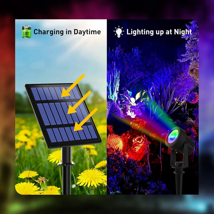 1/2/4/6 LEDS RGB Solar Spotlight IP65 Waterproof Color Changing Outdoor Garden Light For Landscape Tree Solar Street Wall Lamp