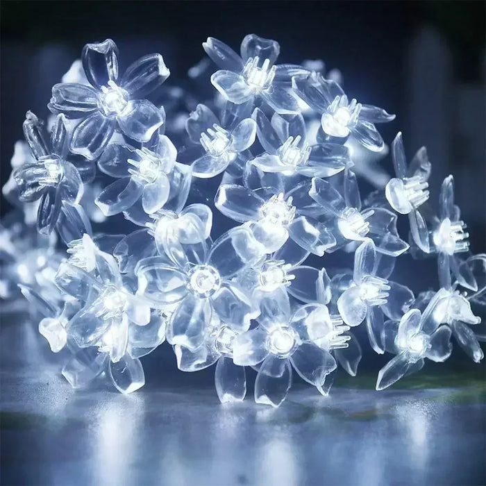 Solar Fairy String Light Sakura Garlands 5/7/12/22M Peach Flower CherryLED Lamp For Wedding Party Garden Christmas Outdoor Decor