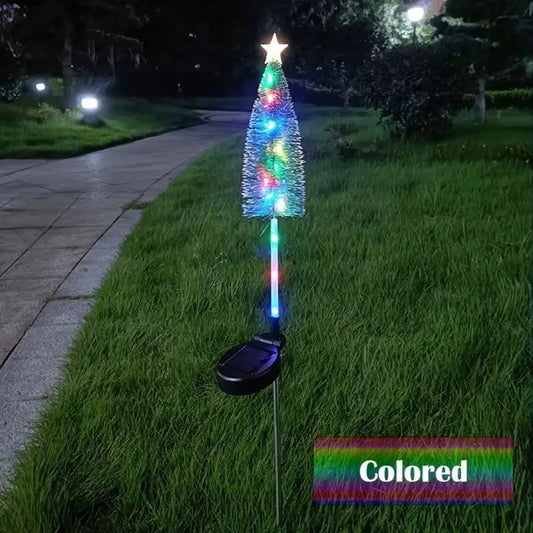 Decorative Solar Christmas Tree Lights Stars Design Weatherproof Landscape Lights Energy Saving Warm White/ Colorful Lawn Lights