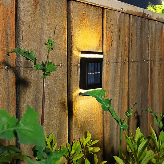6 LED Solar Powered Wall Lamp Outdoor Waterproof Light UP and Down Illuminating Garden Yard Decoration Outside Sunlight Camping