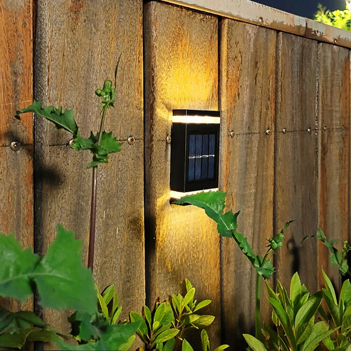 6 LED Solar Powered Wall Lamp Outdoor Waterproof Light UP and Down Illuminating Garden Yard Decoration Outside Sunlight Camping