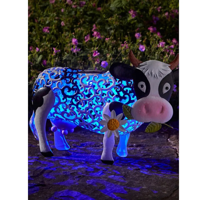Solar Lights LED Lantern Cow Animal Design Garden Ornaments Indoor Home Bedroom Decoration Landscaping Lights