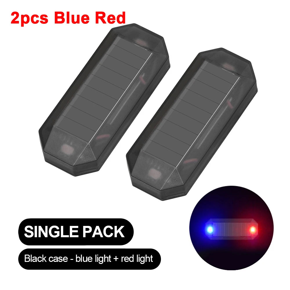 2Pcs Car Solar Warning Light Wireless Anti-Theft Alarm Light Anti-Rear Collision Smart Flash