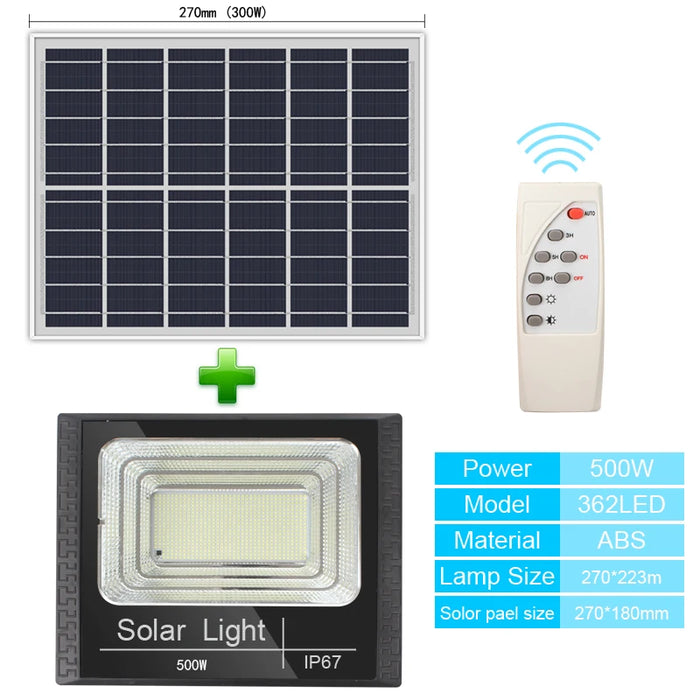 Solar Flood Lights Remote Control 50-400W Solar Powered Spotlight Outdoor Waterproof IP67 Villa Street Lighting Adjustable Angle