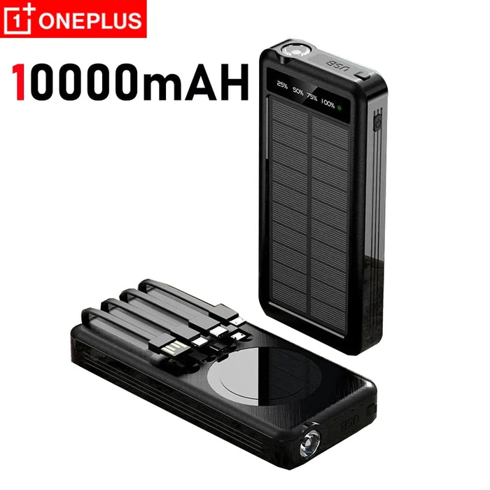 OnePlus Solar Power Bank Waterproof Outdoor Camping Portable Folding Solar Panels USB Output Sun Power For iPhone Real Capacity
