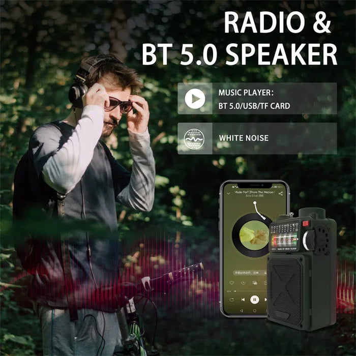 Hand-operated Emergency Solar Bluetooth Outdoor Camping Alarm Radio Multi-band Earthquake Prevention Solar Radio With Flashlight