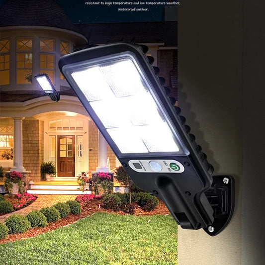 Outdoor Solar Street Lights Waterproof Motion Sensor Wall 72COB LED Lamp 3 Lighting Mode Solar Powered Lights for Garden Patio