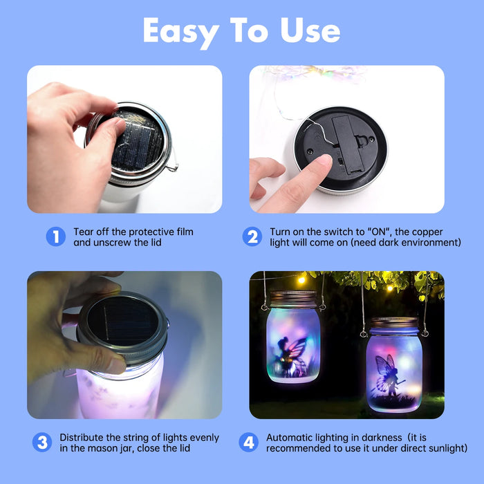 Christmas Solar Lantern Mason Jar Lights Solar Fairy Hanging Lanterns For Outdoor Yard Lawn Garden Decor Jar Light for Xmas Gift