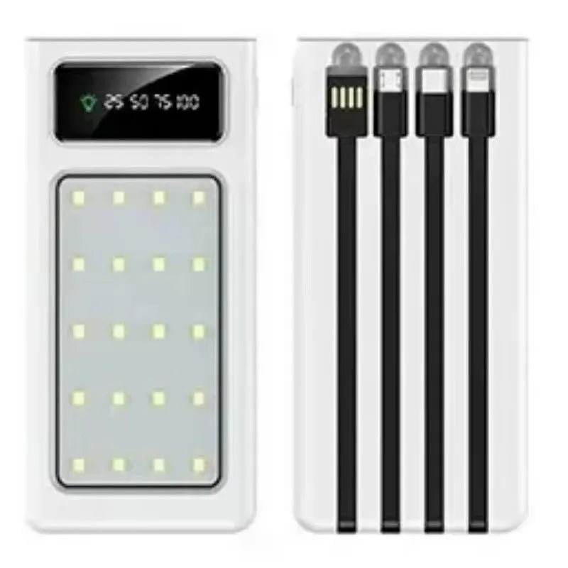 BCAK  Solar Power Bank 500000MAH  Convenient Ultra-thin Built-in Cable Outdoor Camping Mobile Power Supply /200000mAh /300000mAh
