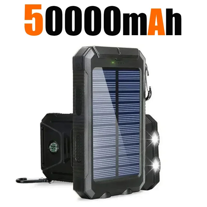 NEW 200000mAh Solar Power Bank Portable Charging Poverbank External Battery Charger Strong Light LDE Light for All Smartphones