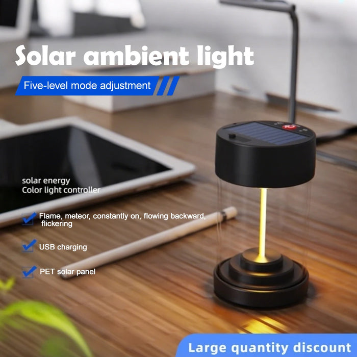 Solar Camping Light Tent Lights Rechargeable LED Solar Night Light 5 Modes Ornament Outdoor Weddings Celebrations Picnics Campin