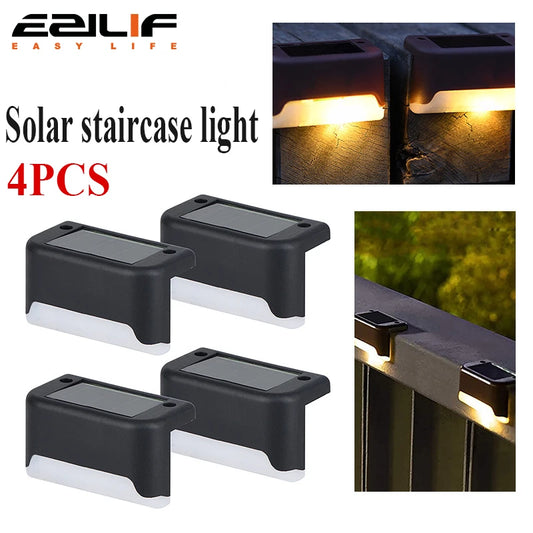 4PCS Solar Deck Light Outdoor IP65 Waterproof Solar Power Garden Lamps for Railing Stairs Step Fence Yard Patio Pathway