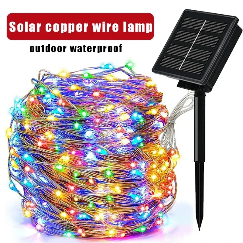 Solar String Fairy LED Lights Christmas Lights Waterproof Outdoor Garland Solar Power Lamp Christmas for Garden Decoration.