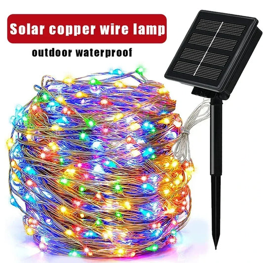 Solar String Fairy LED Lights Christmas Lights Waterproof Outdoor Garland Solar Power Lamp Christmas for Garden Decoration.
