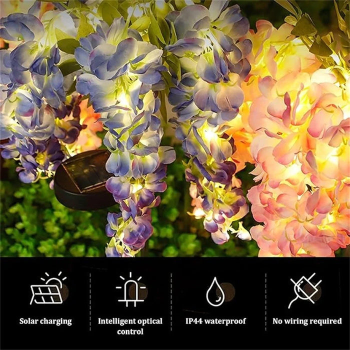 Solar Garden Lights Outdoor 4 Branches Flower Lights for Outside 2 Modes Waterproof Garden Decor for Yard Patio Pathway Backyard