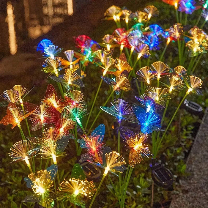 Solar Butterfly Fiber Optic Flower LED Solar Lights Outdoor Wedding Party Decor Garden Garland Lawn Lamp for Yard Patio Decor