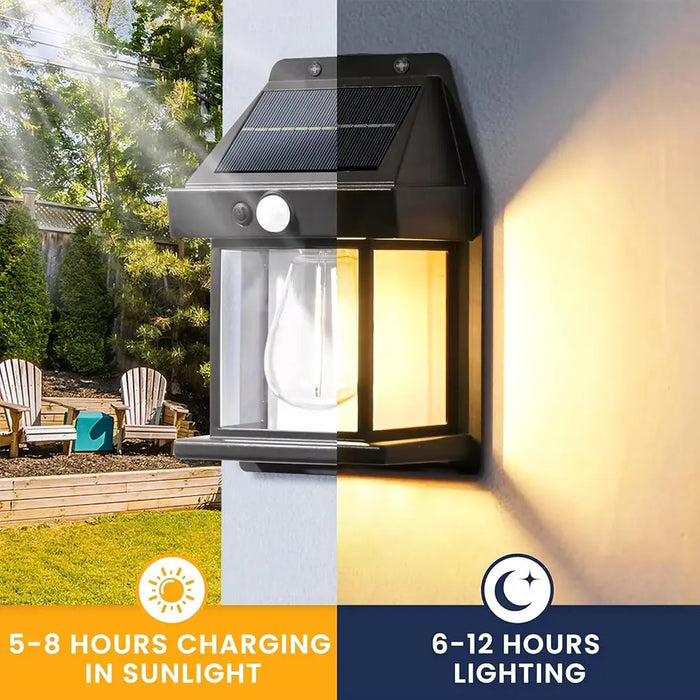 Solar Wall Lights Outdoor Tungsten Waterproof Wireless Motion Sensor Security Lamps Dusk to Dawn Lighting for Garden 1PCS NEW