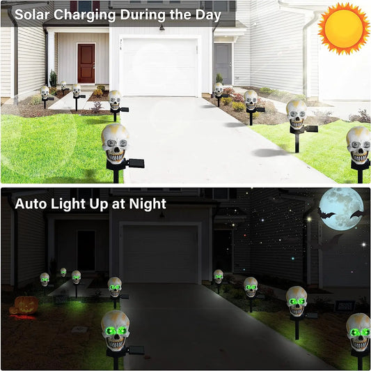 1PC Solar Light-Up Skull Yard Stake Halloween Decorations,  Yard Art, Outdoor, Haunted House, Seasonal Home Decor