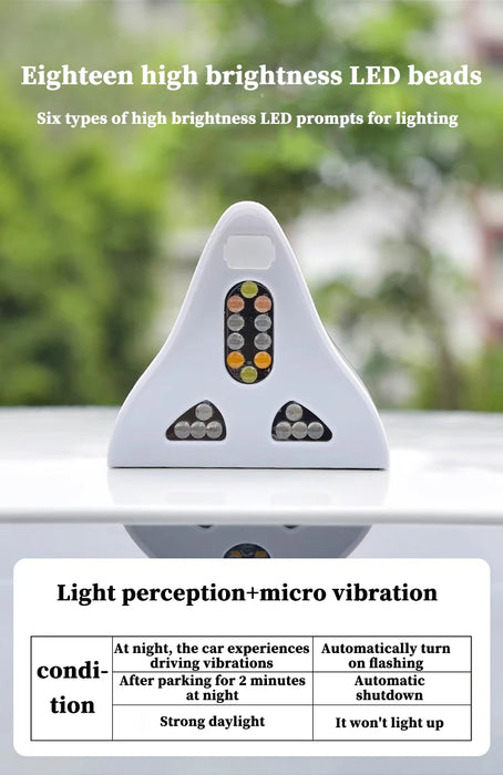 Solar anti rear end collision flashing light LED warning light Car shark fin antenna modified General Motors decorative light