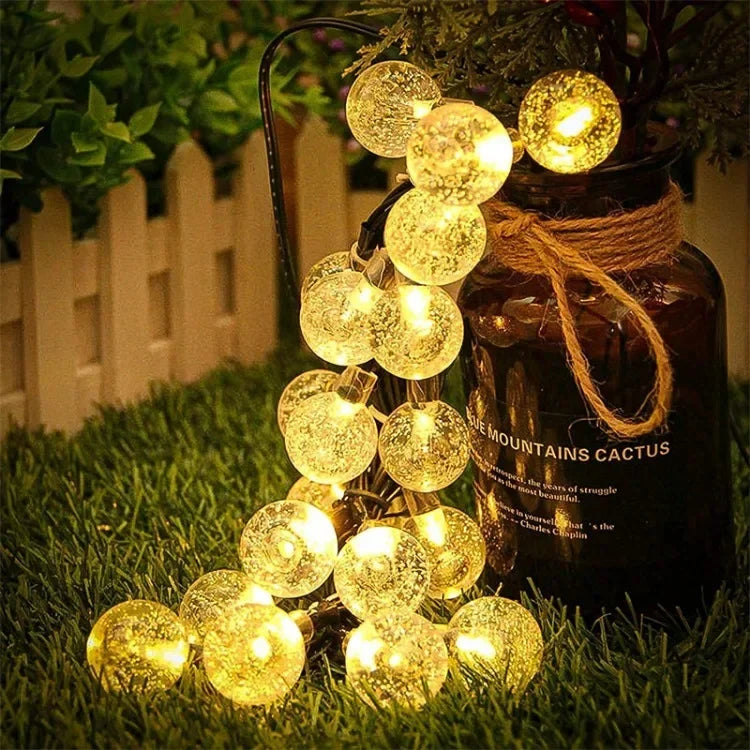 Solar String Lights Outdoor Solar Powered Light Led Crystal Globe Light With 8 Modes Waterproof for Garden Christmas Party Decor