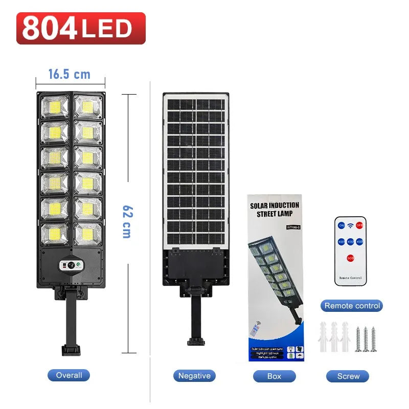 Powerful Solar Light Outdoor Solar Street Light 804LED 6500K IP65 Waterproof Street Light For Garage Garden Terrace