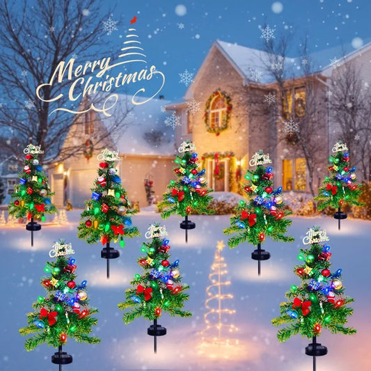 Solar Christmas Tree Garden Decorative Lights Lawn Lights Outdoor Led Snow Christmas Lights Garden
