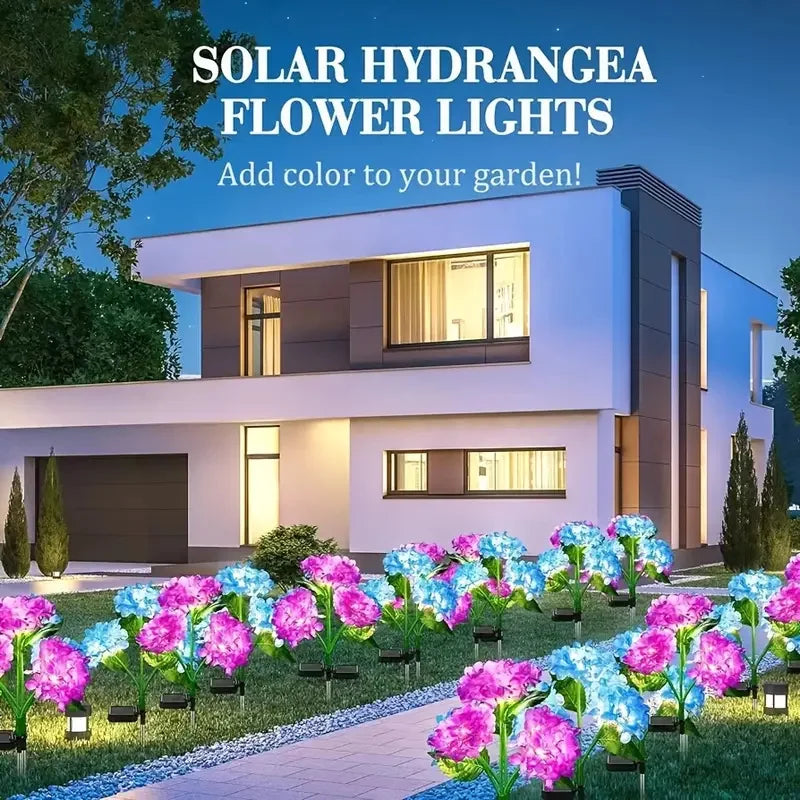 Solar Lights Solar Flowers Lights with 3 Head Hydrangea Flowers Waterproof for Garden Yard Patio Lawn Backyard Pathway Decor