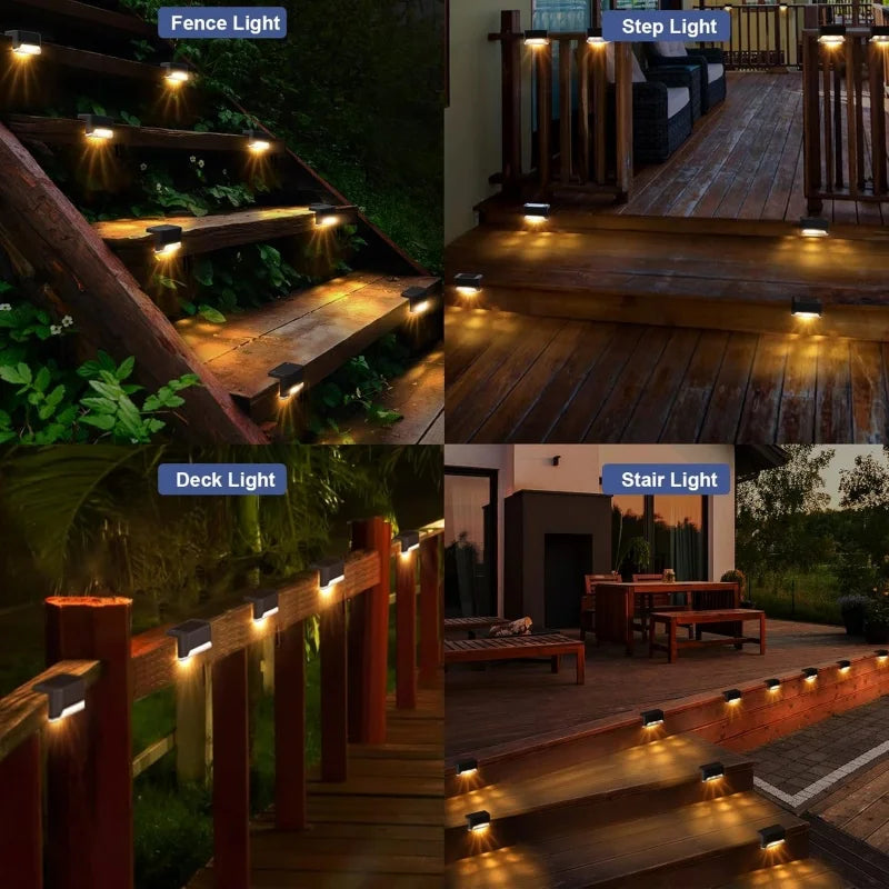 24PCS IP65 Waterproof Solar Garden Light Outdoor LED Solar Power Deck Lamps for Railing Stairs Step Fence Yard Patio Pathway
