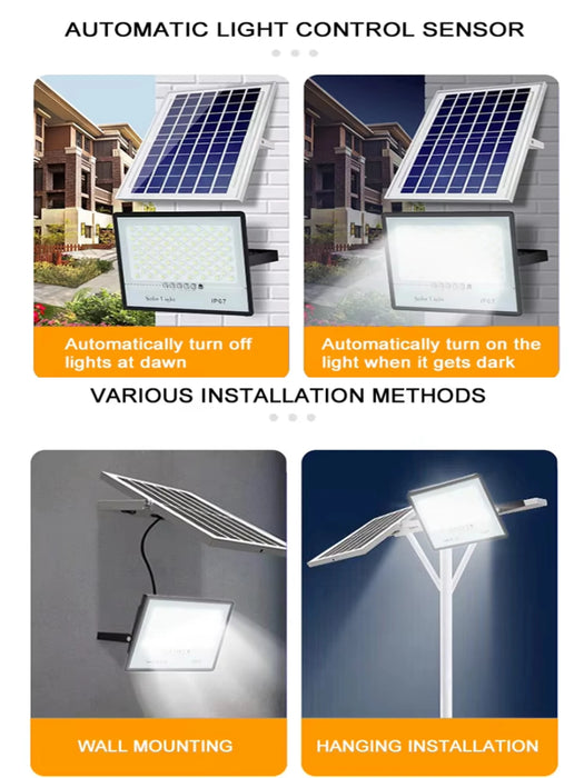 Outdoor Solar Flood Light Patio Light Garage Light with Remote Control Indicator Light IP67 For Outdoor Patio Garden Billboards