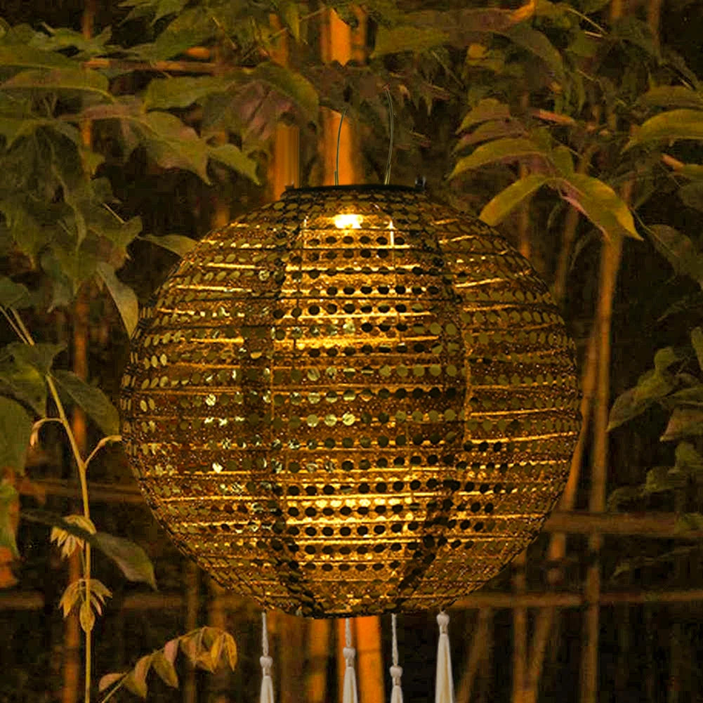 25cm LED Solar Lantern Lamp Solar Hanging Projection Lantern Waterproof Hanging Light Party Decor Outdoor Garden Decoration