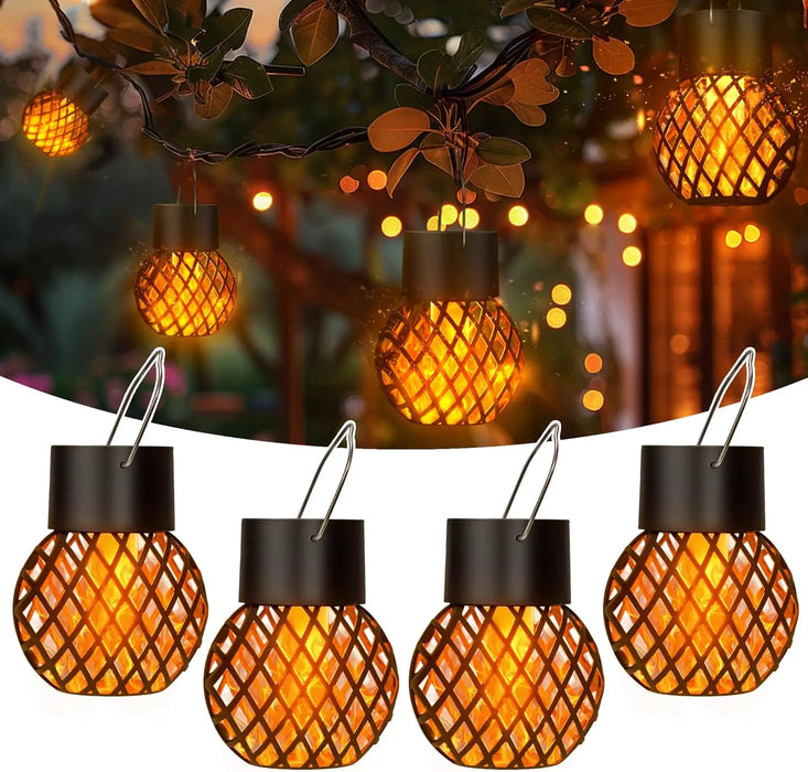 Solar LED Outdoor Flame Effect Hanging Lantern Out Waterproof Garden Decoration Lamp Solar Fairy Light For Patio Garden Yard