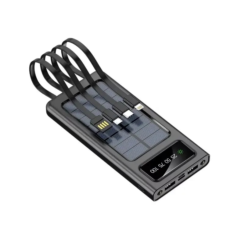 BCAK  Solar Power Bank 500000MAH  Convenient Ultra-thin Built-in Cable Outdoor Camping Mobile Power Supply /200000mAh /300000mAh