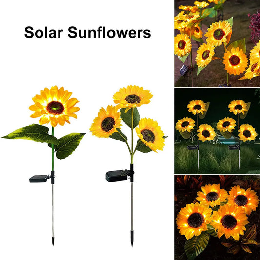 LED Solar Sunflowers Rose Flower Light Home Decorative Flower Lights Garden Decoration Lawn Lamp Waterproof Landscape Rose Light