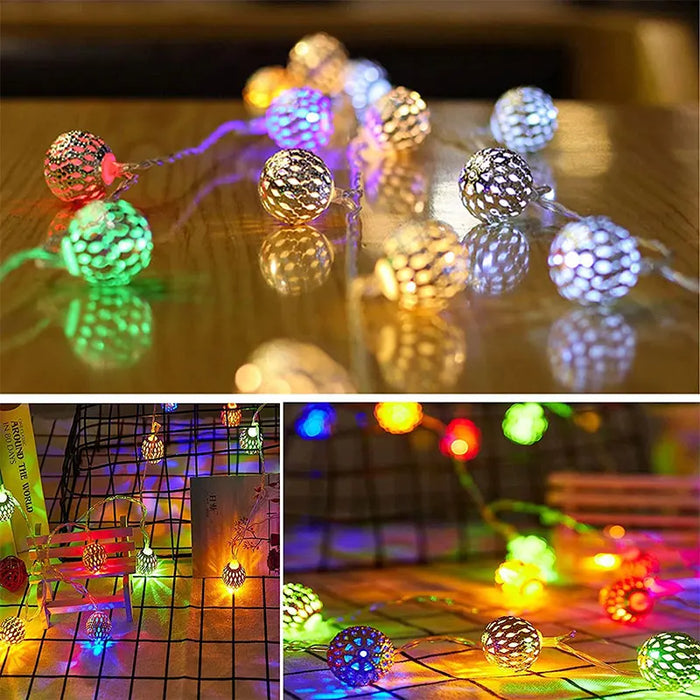 3.5M Solar String Lights Moroccan Ball RGB LEDs Perfect for Weddings Parties Birthdays Christmas Home Bedroom Garden Yard Decor