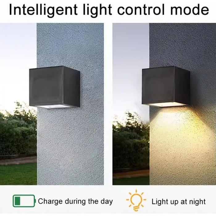 Solar Wall Lights Outdoor Square Modern Wall Lamp Waterproof Solar Fence Lights for House Wall Porch Garden Yard Patio Decor