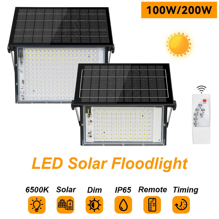 Solar Outdoor FloodLight Solar Light Waterproof Solar Wall lamp LED Sun light With Remote Control For Patio Garage Backyard Stre